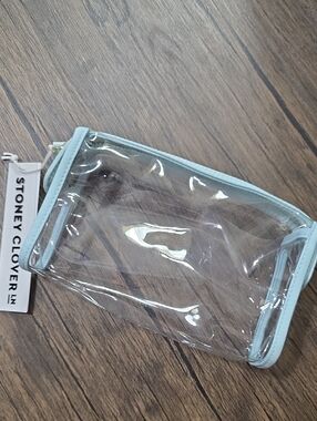 Stoney Clover Lane Clear Cosmetic Pouch with Pale Blue Trim